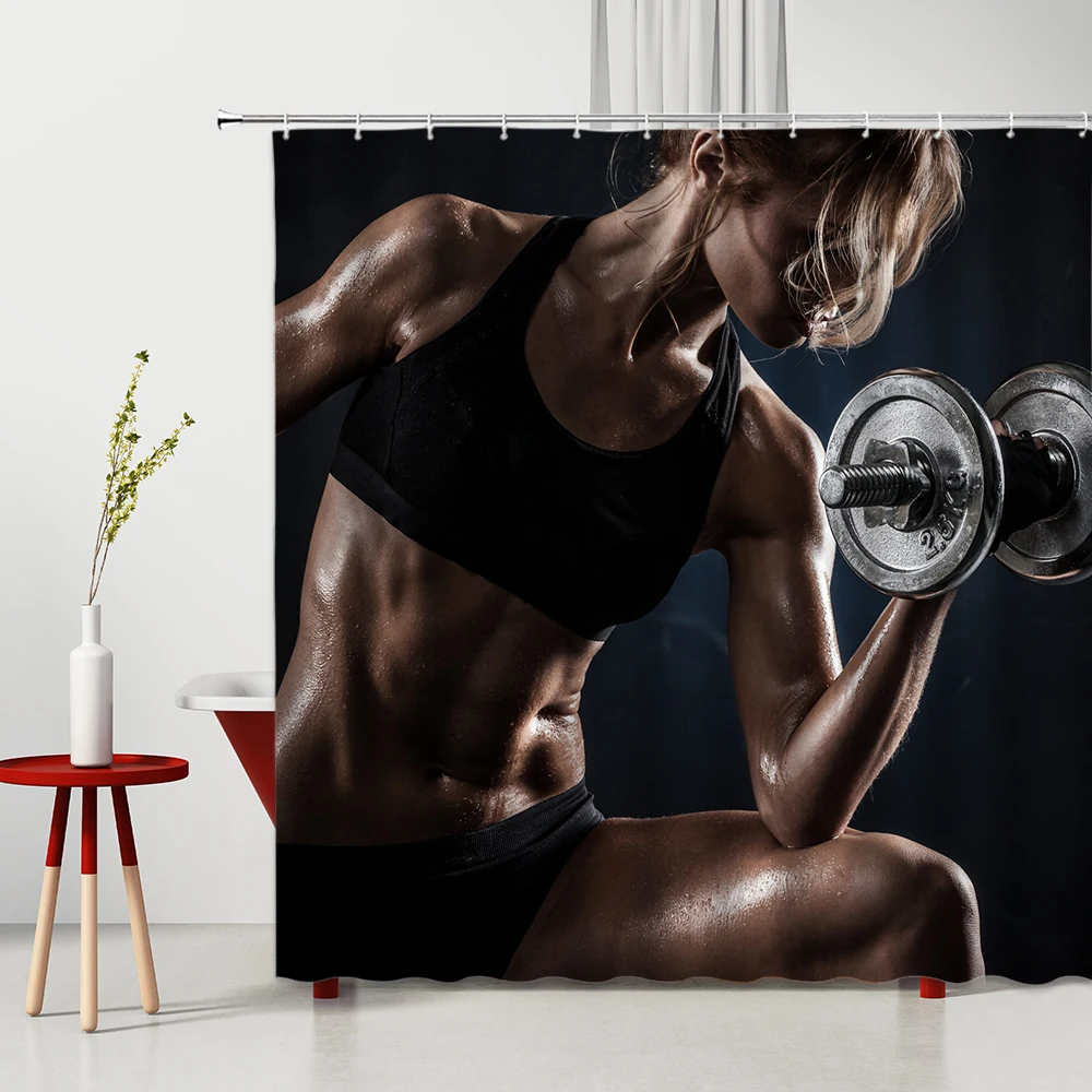 Занавески для душа красивая фитнес-девушка с хорошей фигуркой ванны украшение