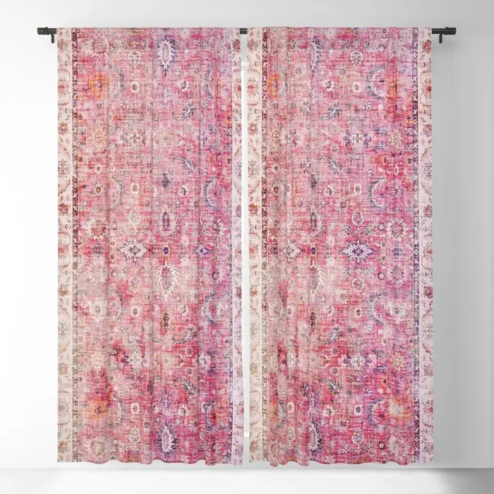 

Pink Bohemian and Farmhouse Style Blackout Curtains 3D Print Window Curtains for Bedroom Living Room Decor Window Treatments