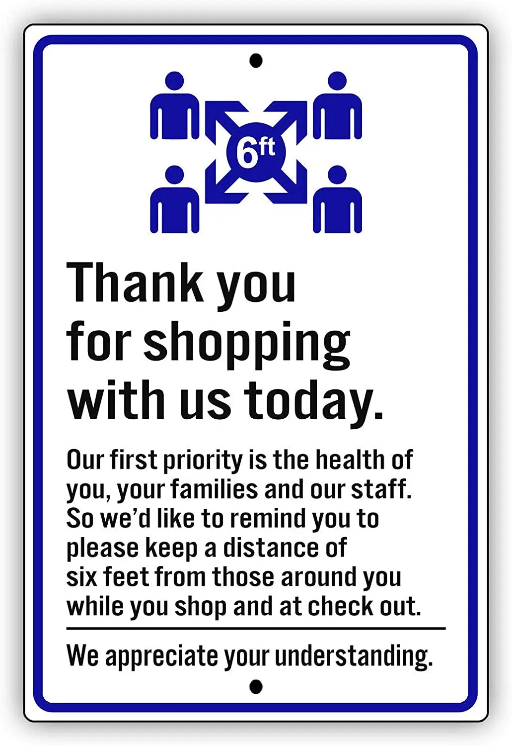 

Afterprints Thank You for Shopping with Us Today Notice Novelty Indoor Outdoor Aluminum Metal Sign 8"x12"