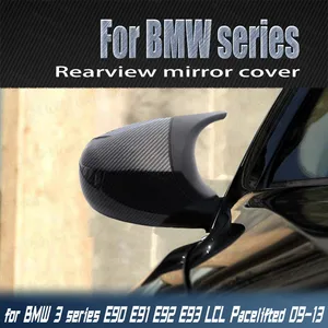 facelifted car styling black carbon fiber pattern 2pcs for bmw e90 e91 e92 e93 lci m3 style rearview mirror cover caps free global shipping