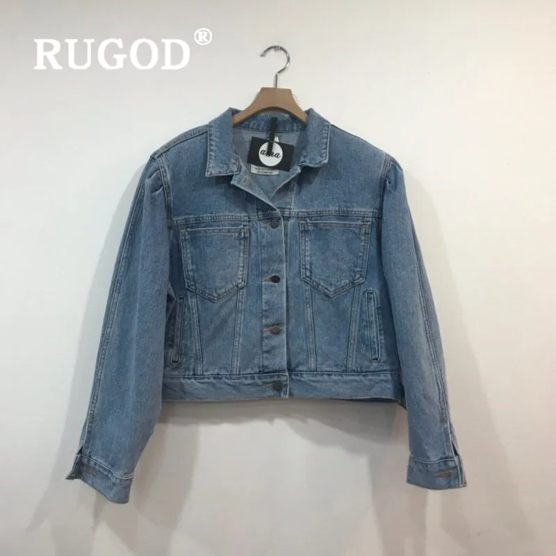 Женские винтажные джинсы RUGOD однобортные джинсовые куртки с отложным воротником