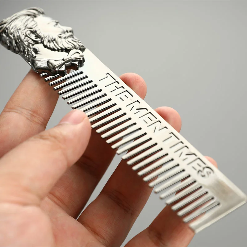 

1PC Gentelman Barber Styling Metal Comb Stainless Steel Men Beard Comb Mustache Care Shaping Tools Pocket Size Silver Hair Comb