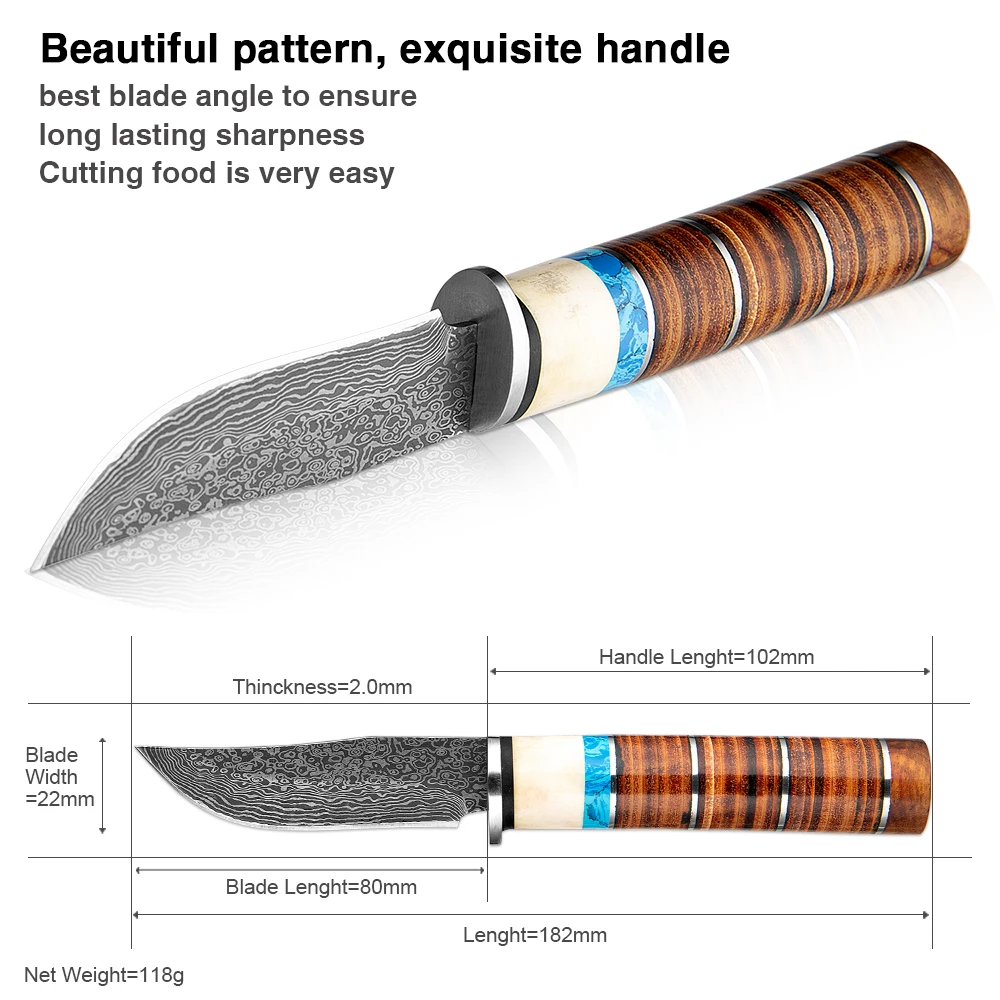 XITUO Высокоуглеродистая сталь ручной работы дамасский узор с фиксированным