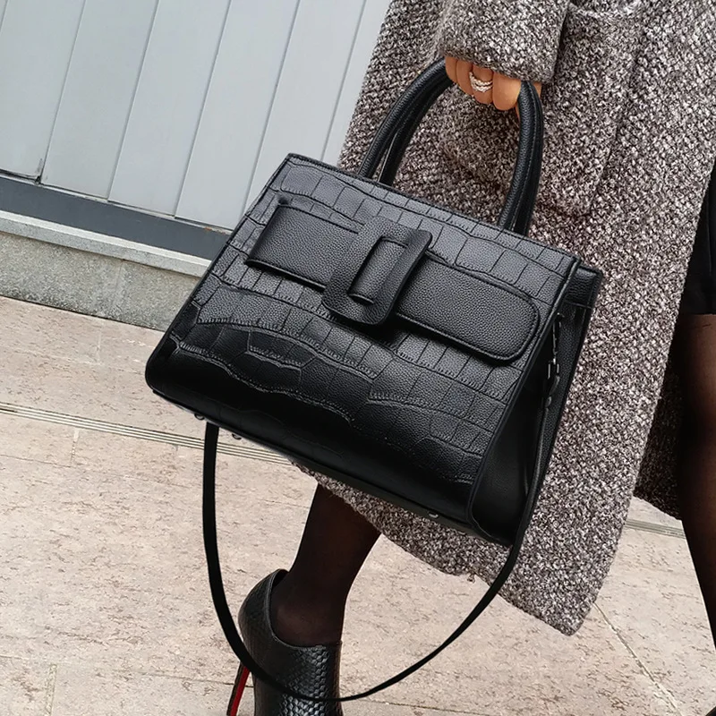 

100% Genuine Leather Handbags 2021 Portable Messenger Fashion Crocodile Pattern All-match Single Shoulder Large Capacity Bag Gg