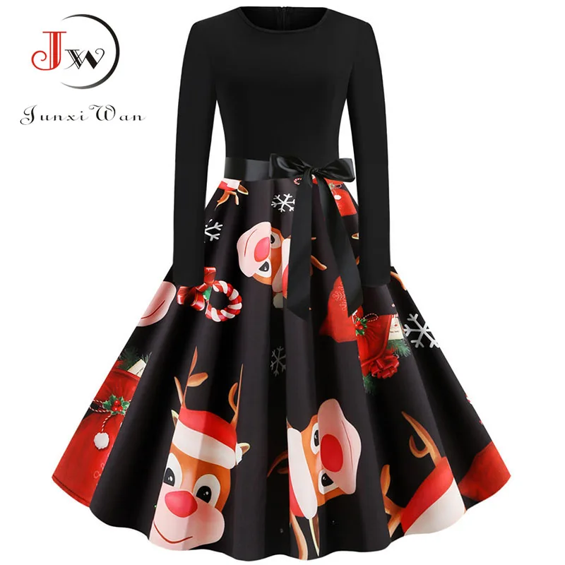 Женское винтажное платье средней длины с длинным рукавом|Женские платья| |