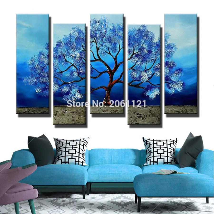 

hand painting Huge Wall Art Landscape Blue Tree Oil Painting On Canvas Artist Oringinal handmade Home Decorations Piece Gifts