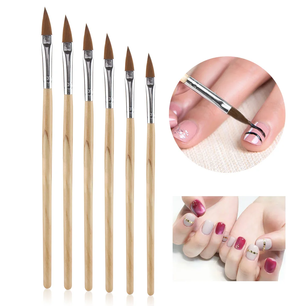 6 шт./компл. акриловый УФ гель для ногтей кисти ручка круглая Соболь Рисование