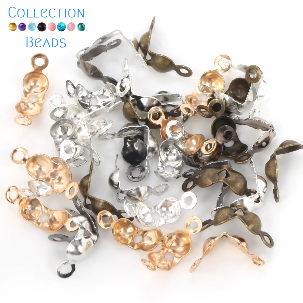 

4x7mm 200pcs Connector Clasp Fitting Ball Chain Calotte End Crimps Beads Connector Components For DIY Jewelry Making Supplies