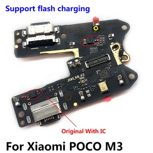 100 original dock connector usb charger charging port flex cable board for xiaomi poco m3 with microphone replacement parts free global shipping