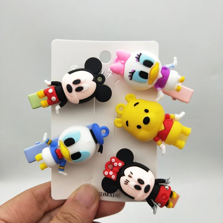 

Disney cute cartoon hair clip resin Mickey Minnie head buckle girl style Donald Duck hair accessories hair ring 2 pcs