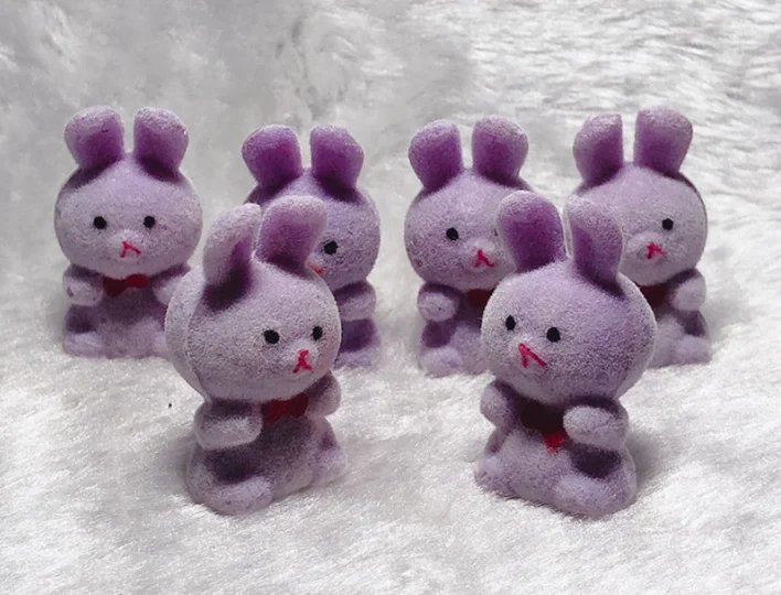 Сливовый 20pcs/lot Lovely Cute Velvet Pink Bunny Toys Girls Toys Rabbit Birthday Gift Home Decoration Key Chains For Bags - Цвет: Сливовый