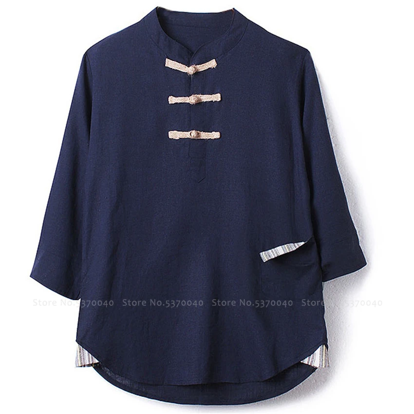 Мужская Оригинальная китайская одежда футболки ханьфу блузка кунг-фу чонсам