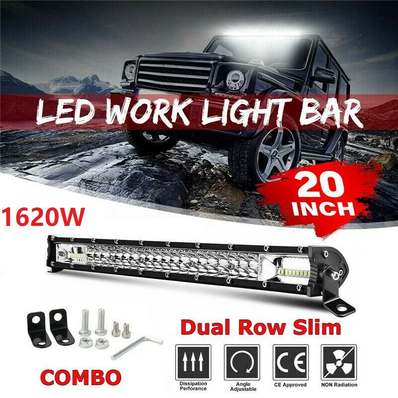 

Top!-20inch Inch Tri Row -LED Work Light Bar 1620W Flood Spot Combo Offroad Driving Lamp