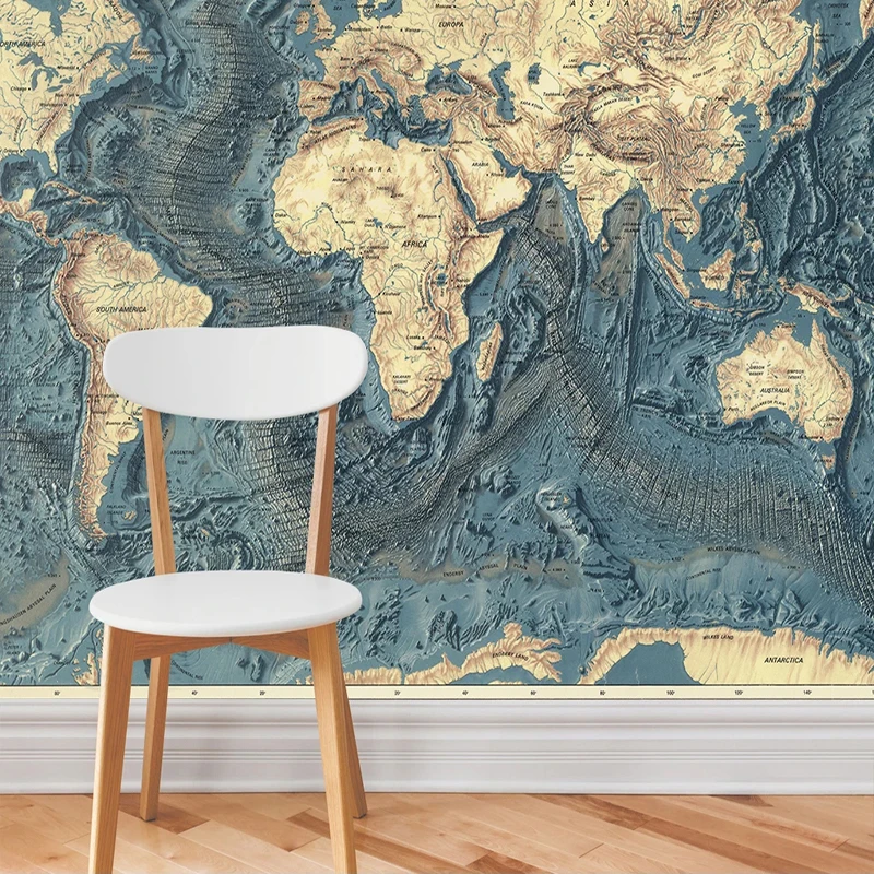 

Custom Photo Wallpaper Mural Retro Abstract World Map Living Room Study Room Backdrop Wall Papers Home Decor Papel De Parede 3D