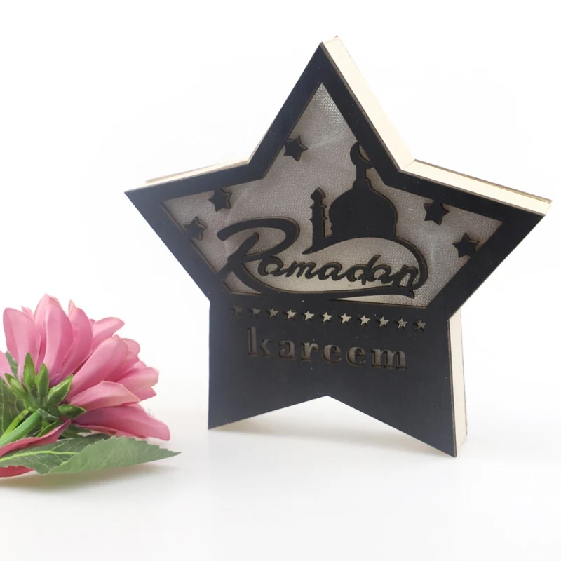 Деревянная пустотелая пятиконечная звезда узор Светодиодная лампа украшение