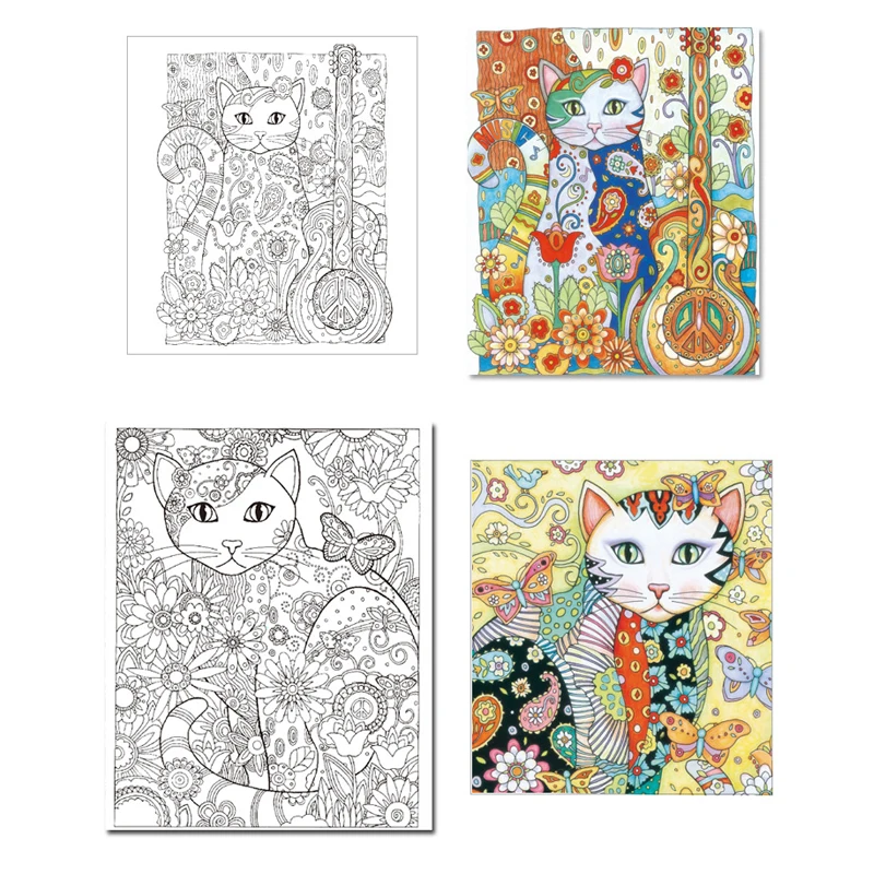 24pages Creative Cat Coloring Book English Edition for Kids Adult DIY Toys School Craft Art Drawing Dupply | Канцтовары для офиса