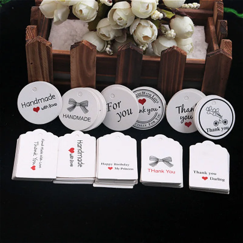 50 шт мульти милый коричневый/белый бумажный подарок Этикетка бирка ручной работы