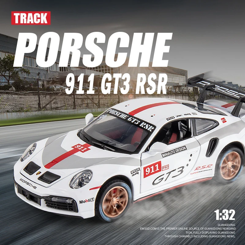 

1/32 Porsche 911 GT3 RSR Alloy Car Model Children's Diecast Toy Car Sound And Light Pull Back Boy Toy Ornaments Birthday Gift