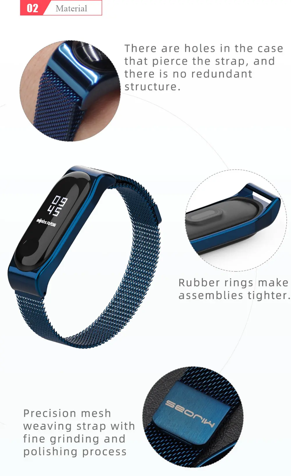 Mi jobs магнитный ремешок для Xiaomi mi Band 4 3 Смарт-часы ремешок для mi band 3 ремешок mi band 4 браслеты браслет из нержавеющей стали