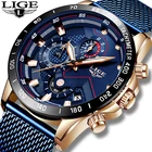 LIGE мужские модные синие часы для мужчин Топ бренд Роскошные кварцевые мужские часы сетка водонепроницаемый спортивный хронограф Relogio Masculino + коробка