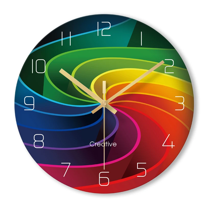 

Glass Painting Wall Clock Retro Nordic Round Transparent Minimalist Wall Clock Modern Living Room Wandklok Home Decor AD50WC