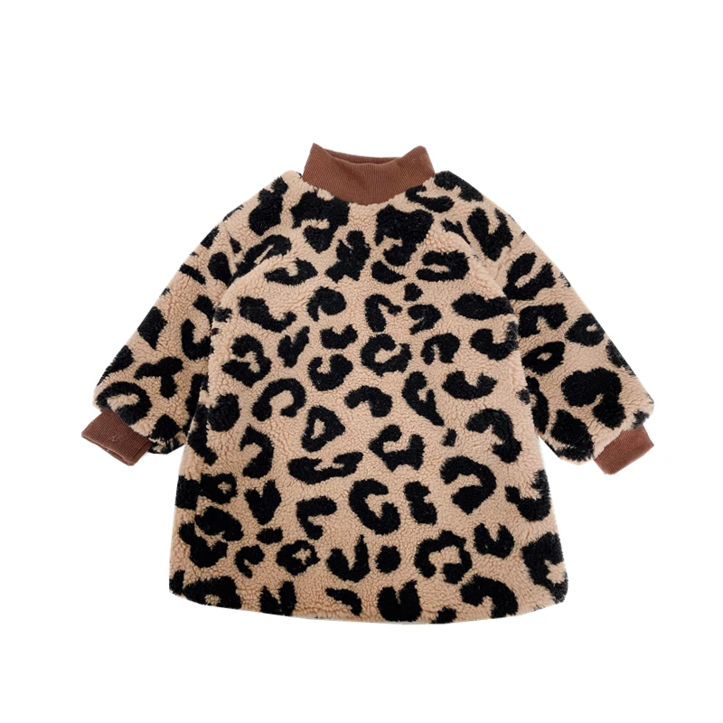 

Платье WLG для девочек, детская одежда, сезон осень-зима, бархатные плотные платья с леопардовым принтом, теплая Модная подходящая ко всему Од...