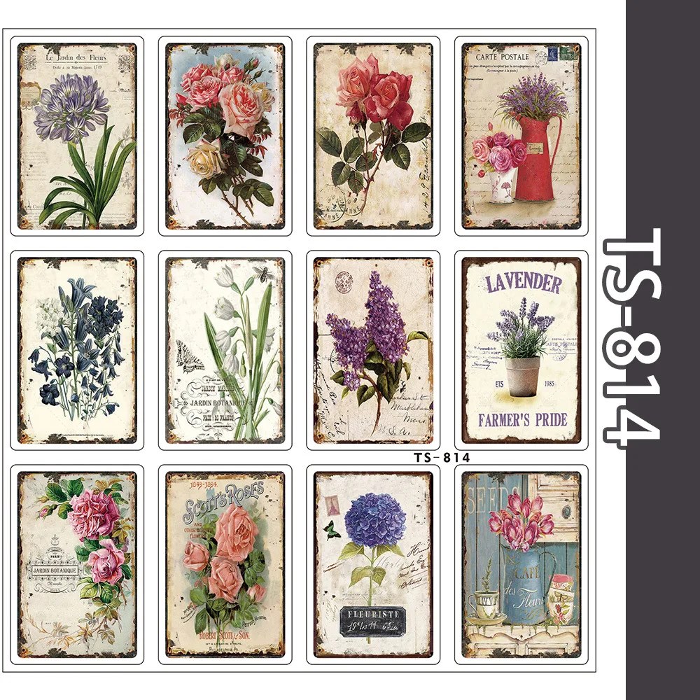 

12Pcs/set Flower industrial style toy sticker for notebook/computer/skateboard/refrigerator/mobile phone/hand account/sticker