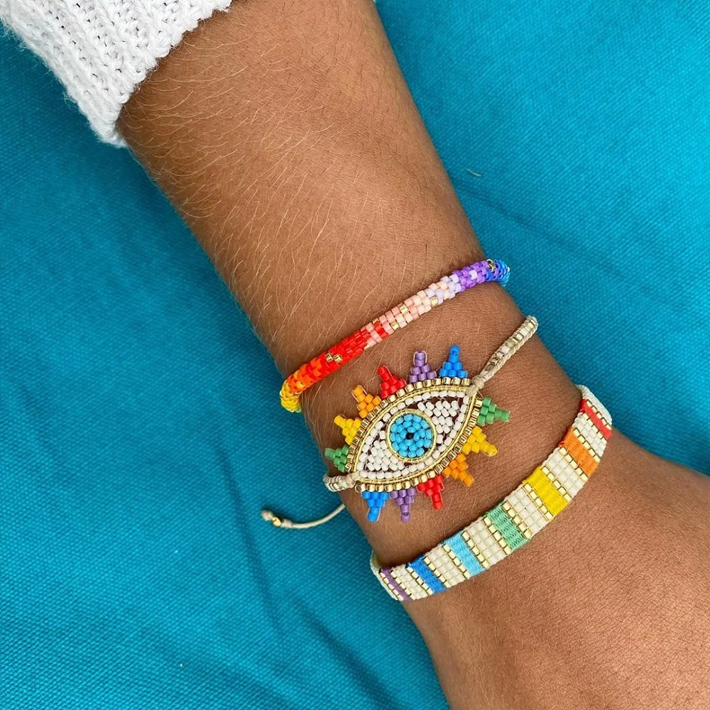 

Go2boho Boho Rainbow Bracelet For Girls Miyuki Evil Eye Bracelets Jewelry Women Beads Woven Friendship Gifts Summer Pulseras