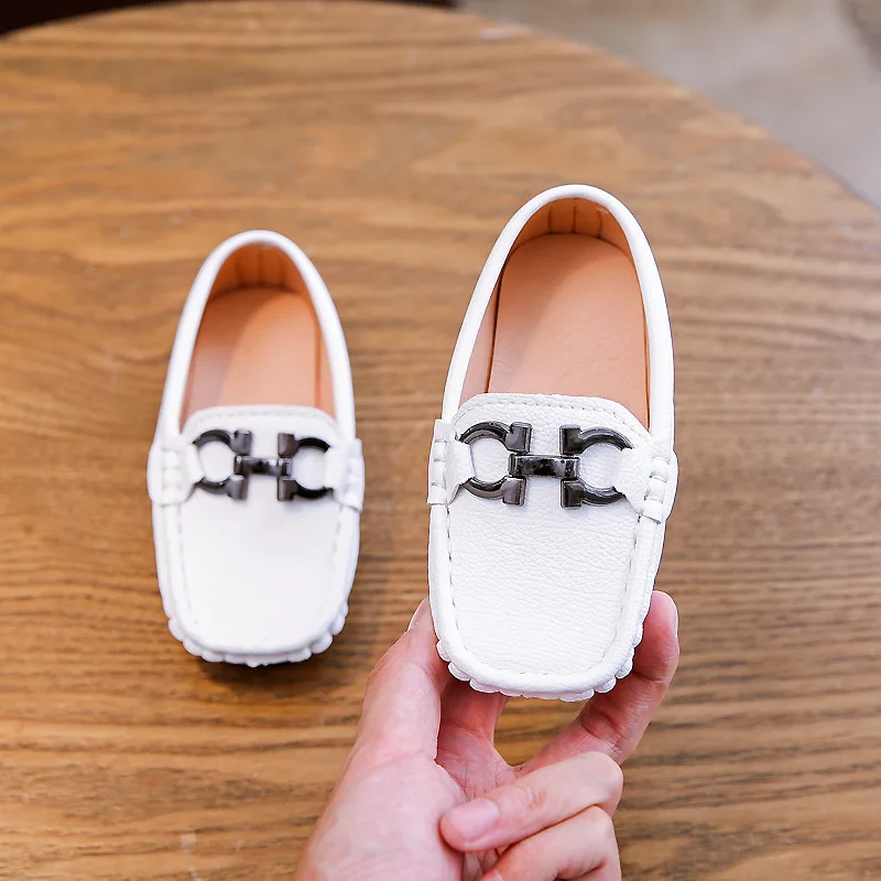 Кроссовки детские кожаные без шнуровки повседневная обувь на плоской подошве