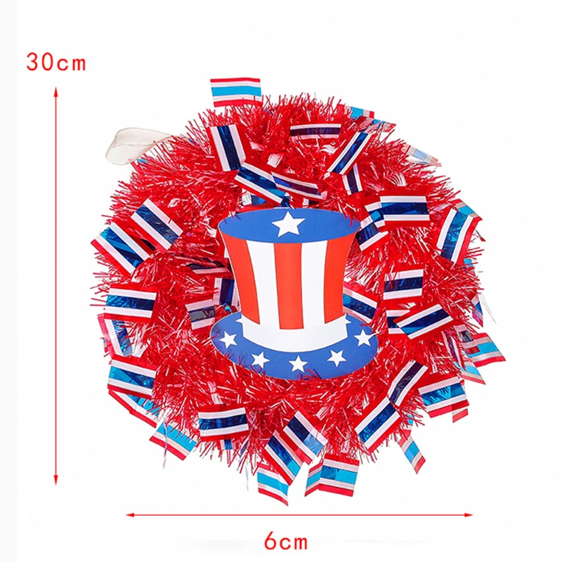 

4th of July Patriotic Wreath Wall Hanging With American Stars and Stripes Indoor Outdoor Art Festival Garland Decoration HVR88