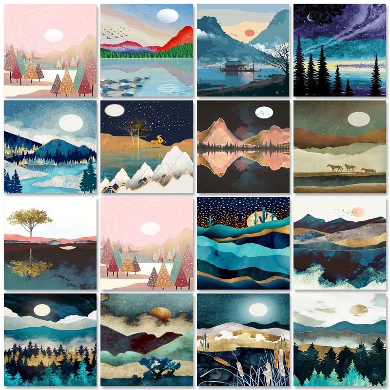

Gatyztory 60x75cm Frame Diy Painting By Numbers Sunrise Landscape Canvas Oil Painting Pictures By Numbers Wall Art Room Decorati