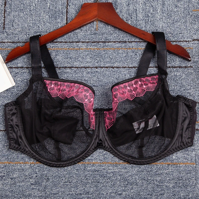Для женщин размера плюс полный охват Мягкий Пуш Ап Бюстгальтер прозрачный