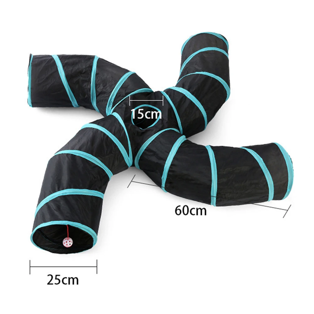 Туннель для домашних животных 5 отверстий синего и черного цвета игрушка кошек