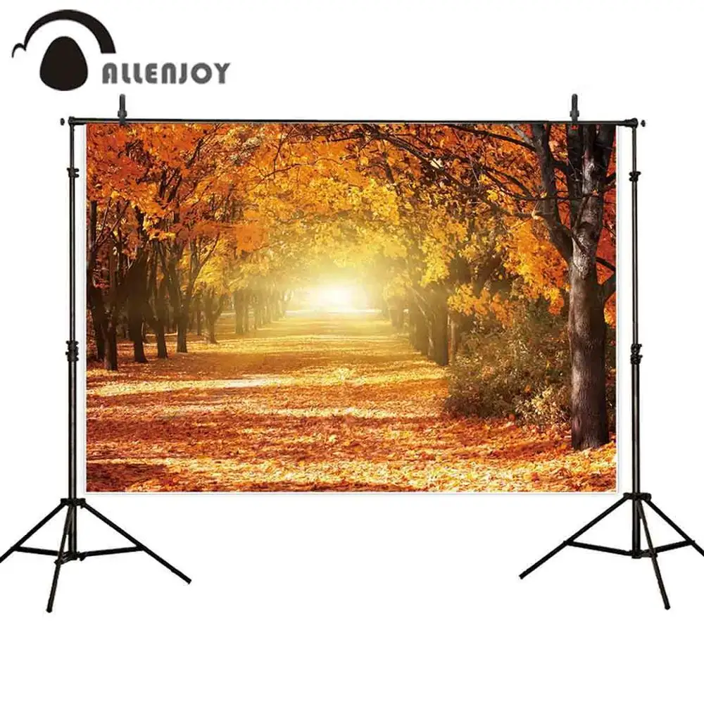 Фотофон allenjoy осенний Золотой опавший кленовый лист лесная тропа наружная