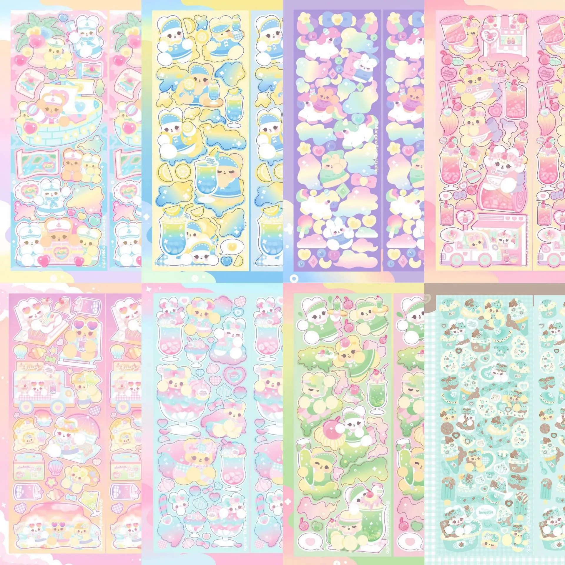 

1pcs Kawaii Korean Cartoon Bear Laser Sticker DIY Hand Account Journal Photo Album Decoration Material Cute Student Stationery