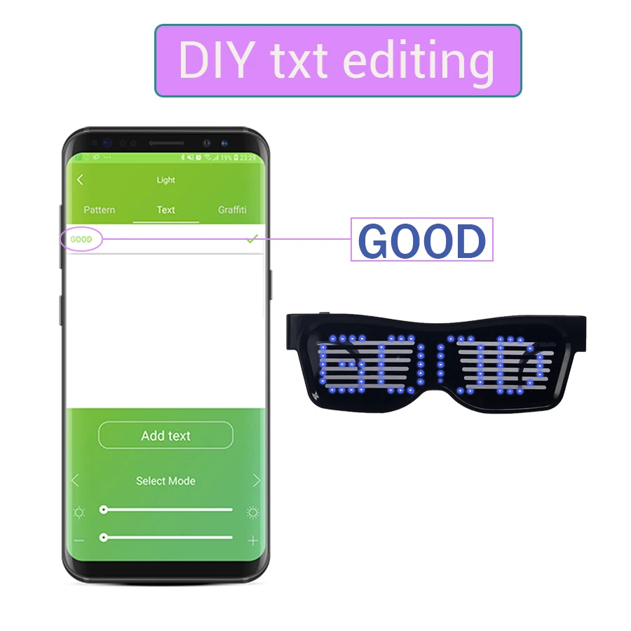 구매 매직 블루투스 LED 파티 안경 앱 제어 발광 안경 EMD DJ 전기 음절 글로우 파티 용품 드롭 배송