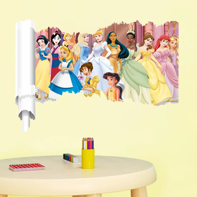 Белоснежка Ариэль Белль золуль аниме Принцесса 3d Наклейка на стену для детской