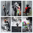 Настенное произведение искусства Бэнкси Граффити, холст, картина на стену, плакаты, принты, настенные картины для гостиной, дома, стены, Куадрос