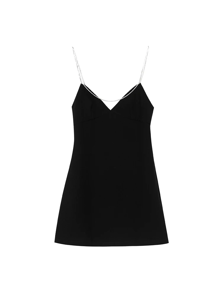 

Tergoly Fashion Ins Sexy V-neck Slim Waist Bag Hip Black Niche Design Diamond Edge Suspender Skirt