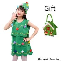 2021 christmas costume children santa claus costume top hat children girls clothes christmas gift children 3 12y