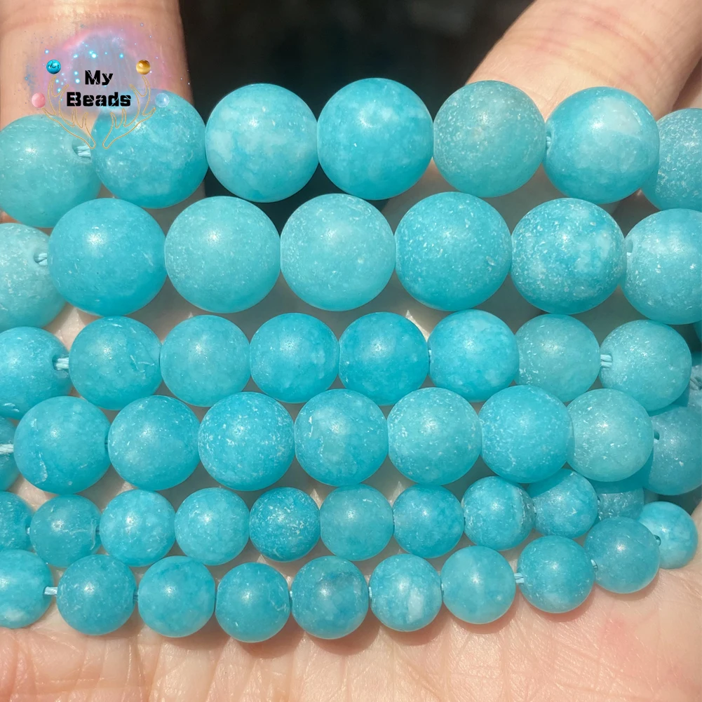 

Natural Stone Dull Polished Amazonite Beads Round Loose Beads For Jewelry Making Diy Necklace Bracelet Needlework 6-10mm 15”