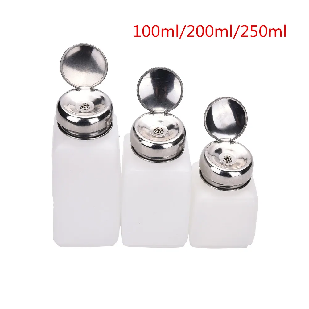 

100/200/250ml Empty Pump Dispenser Nail Polish Remover Bottle Liquid UV Gel Polish Nail Art Clean Acetone Bottles