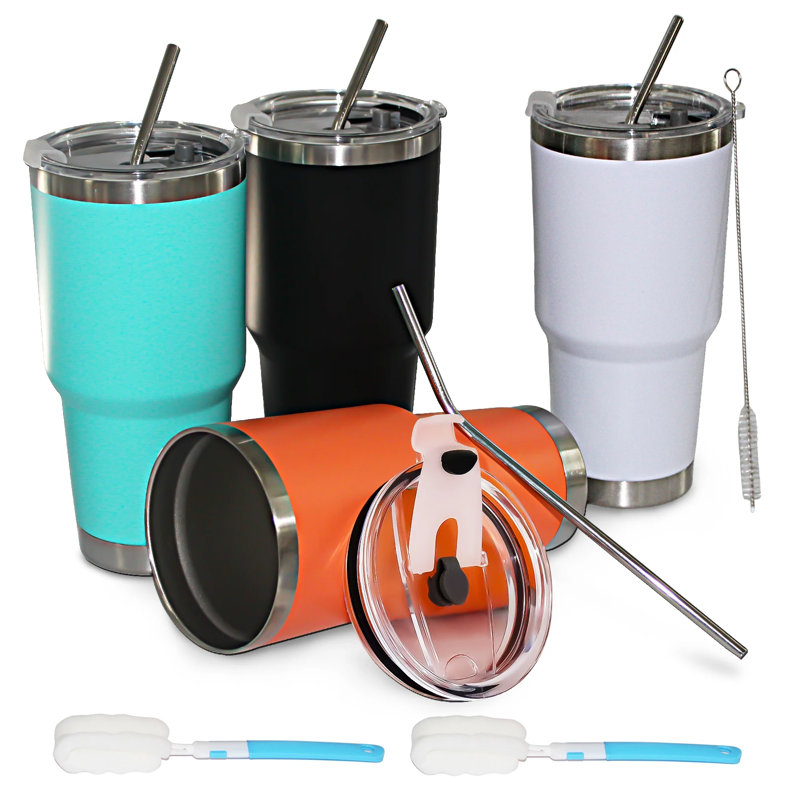 

4 PCS Customizable Thermos Tumbler Double Stainless Steel Cup Starry Sky Marble Pattern Portable Vacuum Insulation 0-6 Hours