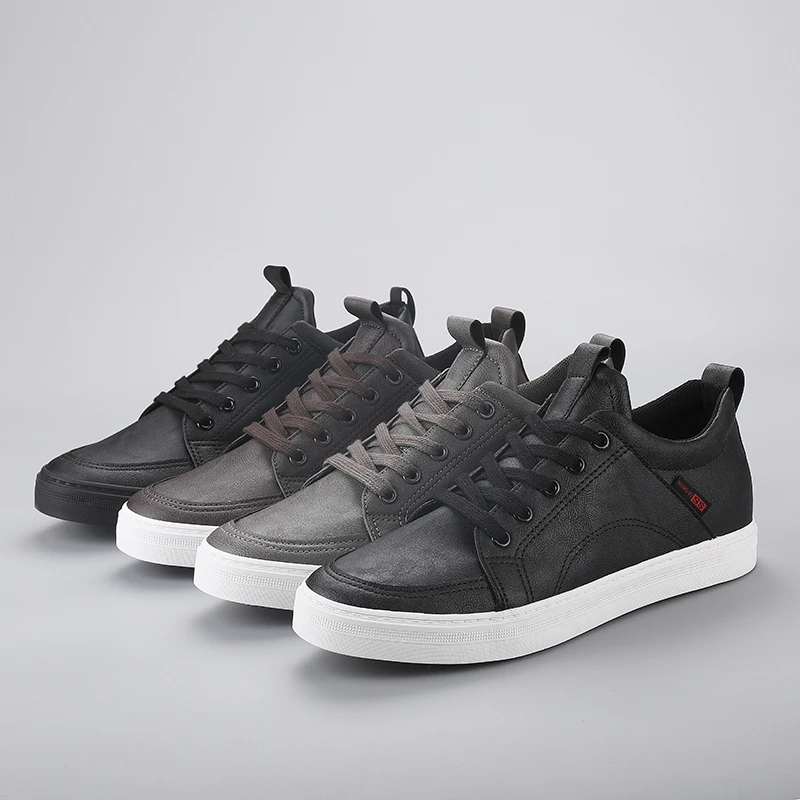 

British Style Low-Help Men's Simple Casual Shoes Spring Autumn PU Leather Men's Leisure Shoes Luxury Breathable Loafers Sneakers