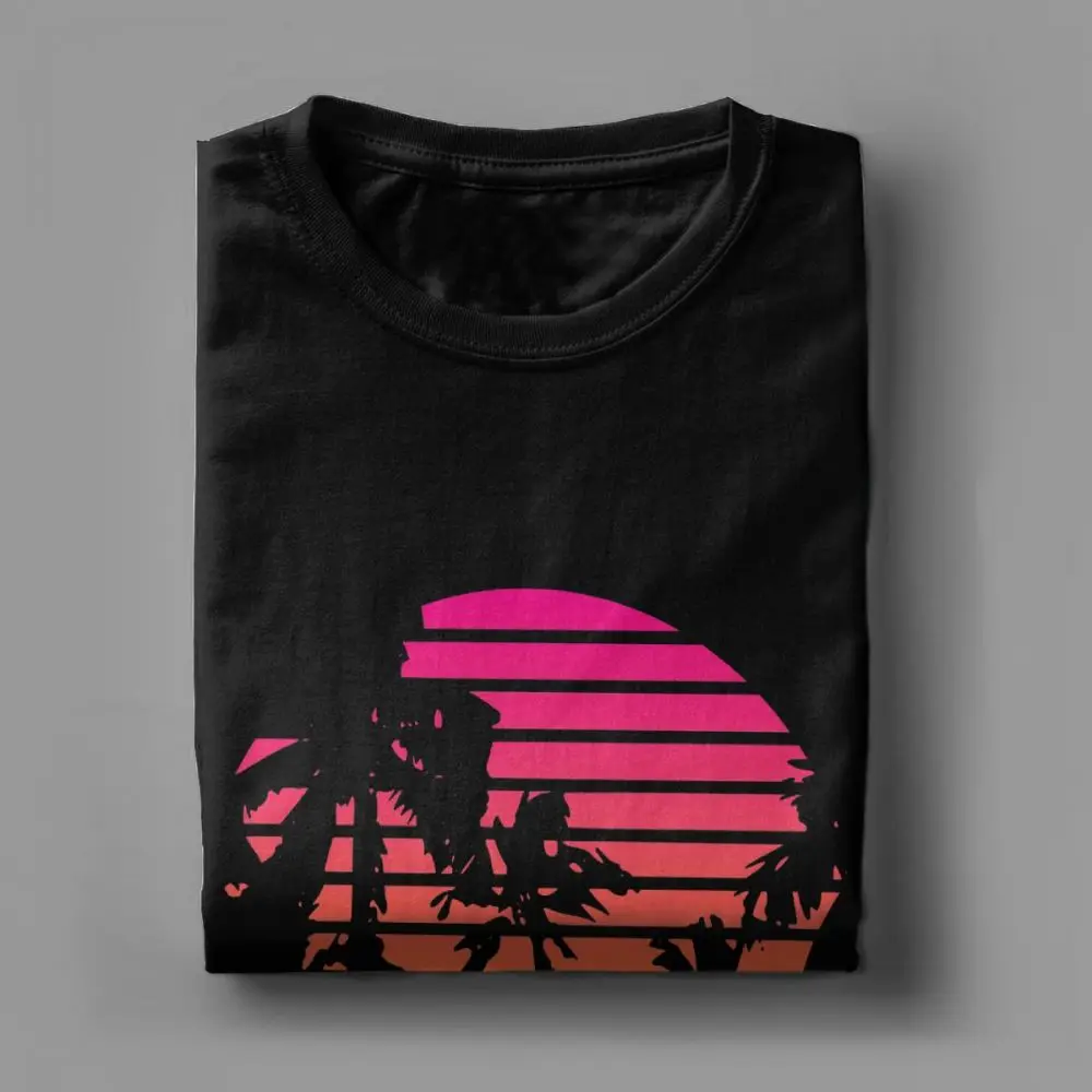 Винтажная футболка с изображением пальмы заката 80s Synthwave одежда Vaporwave Мужская