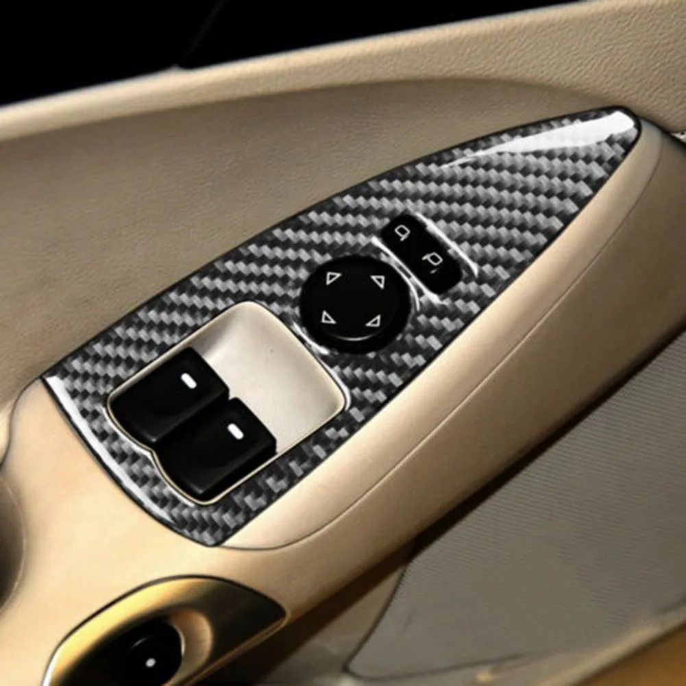 

4Pc For Corvette C6 2005-07 Carbon Fiber Window Lift Panel Interior Trim Sticker Carbon Fiber Black
