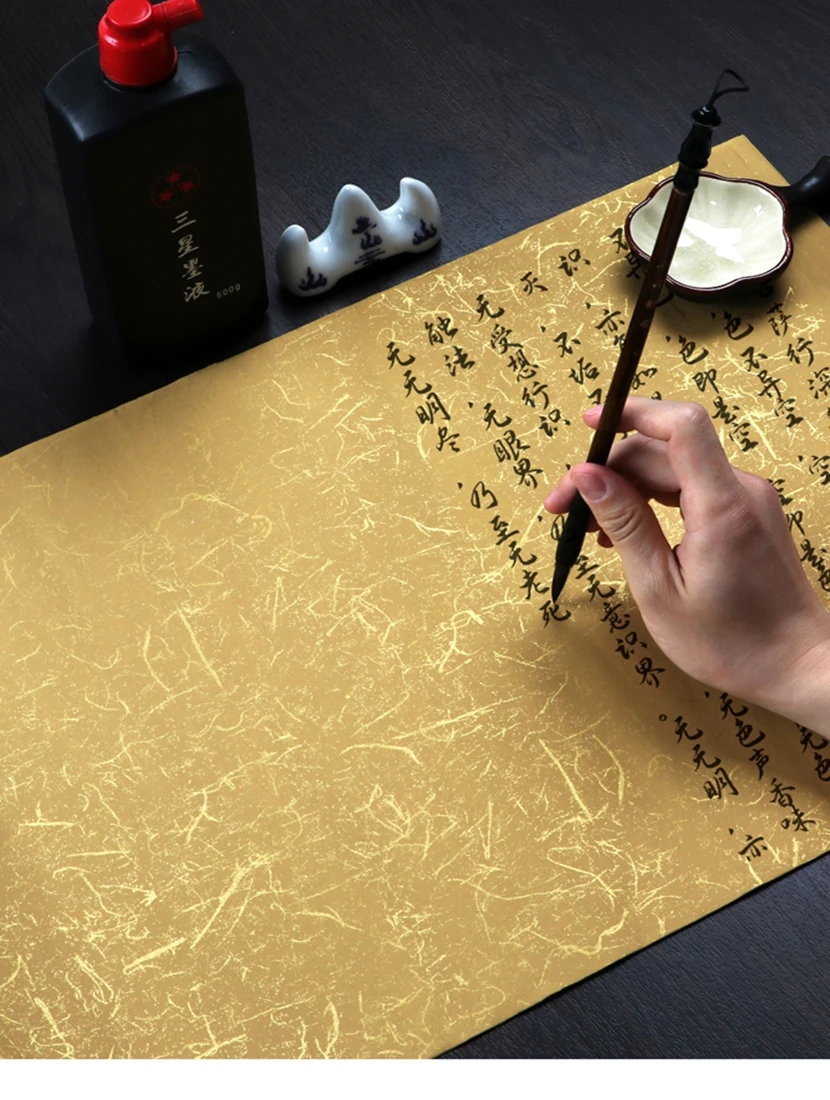 5 Sheets/Roll Batik Handmade Rice Xuan Paper Water Ink Brush Various Calligraphy Small Freehand Painting Half-Ripe Rijstpapier |