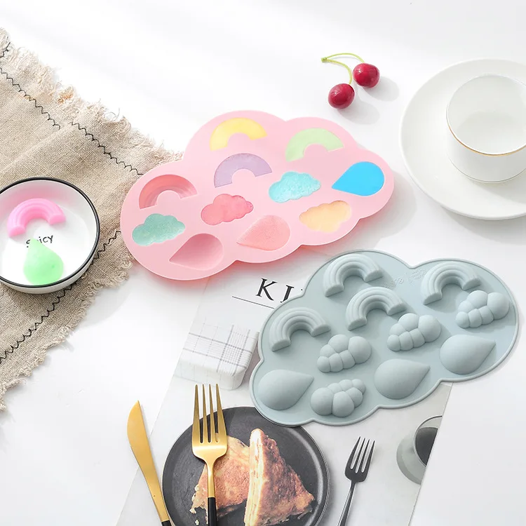 Spot Rainbow Cloud Raindrops Silicone Cake Mold Baking Tools Chocolate Ice Cube Candy Pudding Tray DIY | Дом и сад