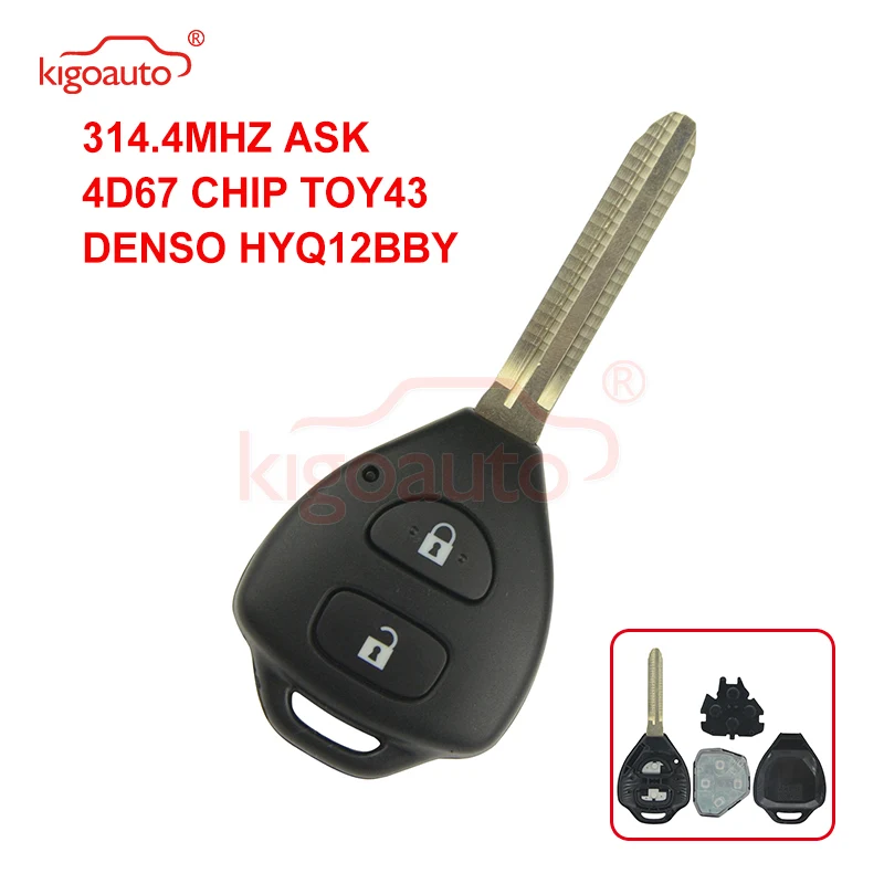 Дистанционный ключ Kigoauto DENSO HYQ12BBY с 2 кнопками для Toyota Corolla Camry + 314 4 МГц 4D67|Ключ от