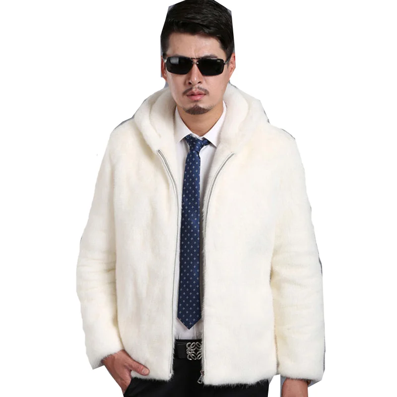 

High quality men's imitation coat fur fur collar long suit white faux fur jacket S-5XL 2021 new